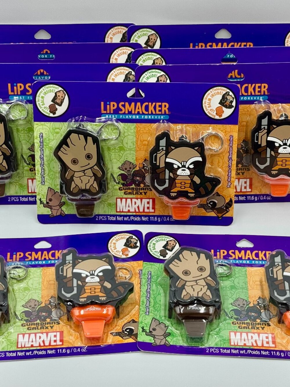 18 Pieces Marvel Lip Smackers Lip Balms With Keychains Flavored Duo Pack Bundle